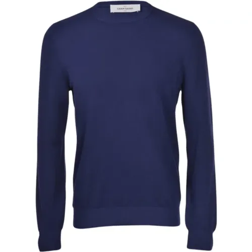Round-neck Knitwear, male, , Size: L Long Sleeve Cotton Polo Shirt - Gran Sasso - Modalova