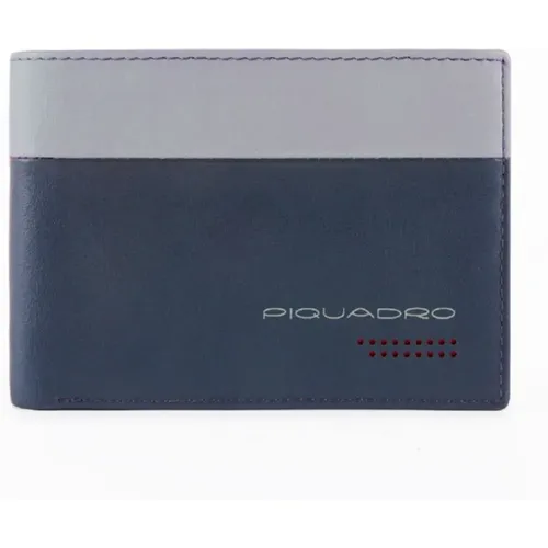 Grey Leather Wallet with Coin Pocket , male, Sizes: ONE SIZE - Piquadro - Modalova