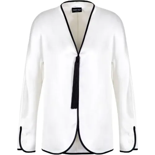 Silk Shirt with Piping , female, Sizes: S, XS - Giorgio Armani - Modalova