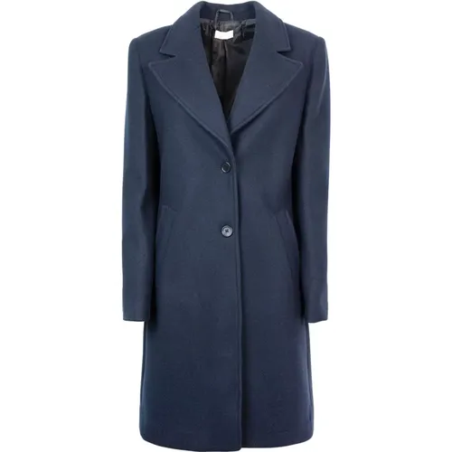 Blauer Mantel in Regular Fit mit Reverskragen und Seitentaschen - Liu Jo - Modalova