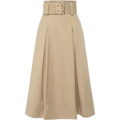 Sand Midi Skirt with Belt , female, Sizes: S - Elisabetta Franchi - Modalova