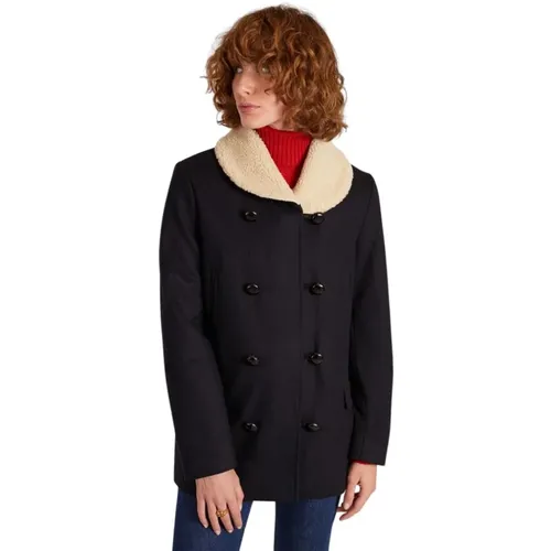 Single-Breasted Coats, female, , Size: S Canadian wool and sheepskin collar made in France - L'Exception Paris - Modalova