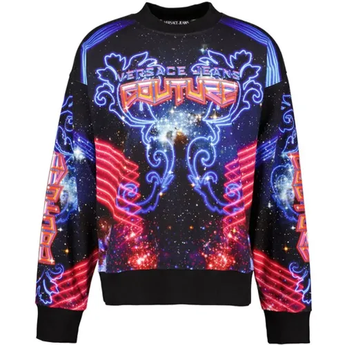 Sweatshirts, male, , Size: M Multicolor Logo Galaxy Sweatshirt - Versace Jeans Couture - Modalova