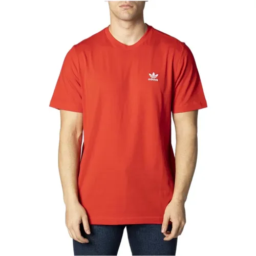 Rotes T-Shirt mit kurzen Ärmeln und Rundhalsausschnitt , Herren, Größe: XL - Adidas - Modalova