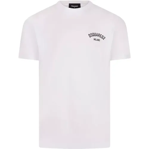 Cotton T-shirt with Printed Lettering , male, Sizes: M, S, XS, L, XL, 2XL - Dsquared2 - Modalova