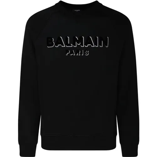 And Silver Logo Print Sweatshirt , male, Sizes: L, S - Balmain - Modalova
