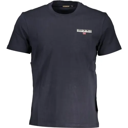 Blaues Baumwoll-T-Shirt mit Druck - Napapijri - Modalova