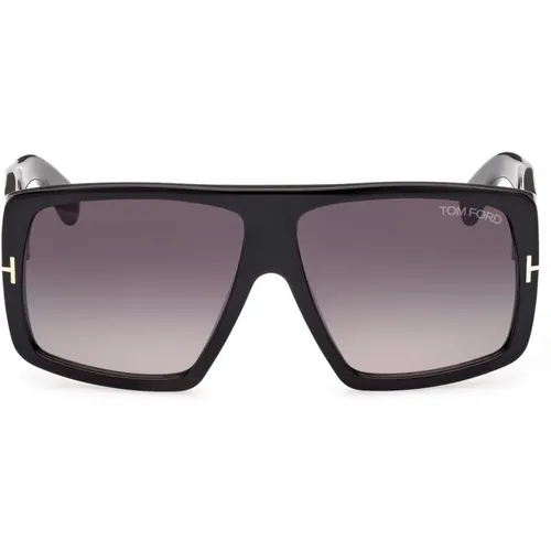 Sunglasses, male, , Size: 60 MM Sungles Oversize Nero Lucido - Tom Ford - Modalova