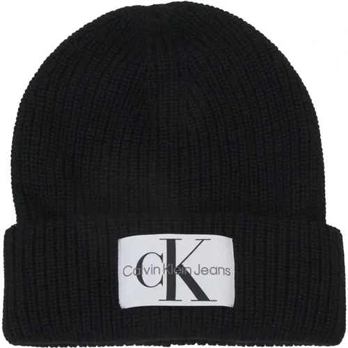 Beanies, male, , Size: ONE SIZE Monogram Mens Beanie Hat - Calvin Klein Jeans - Modalova