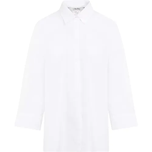 Weiße Popeline Bluse Eleganter Stil , Damen, Größe: 2XS - Max Mara - Modalova