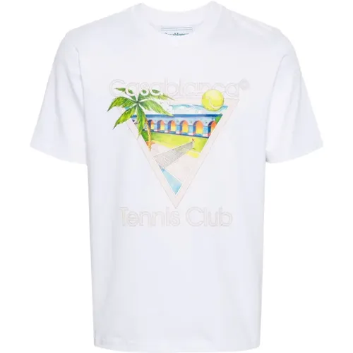 Tennis Club Icon Screen Weißes Shirt , Herren, Größe: M - Casablanca - Modalova