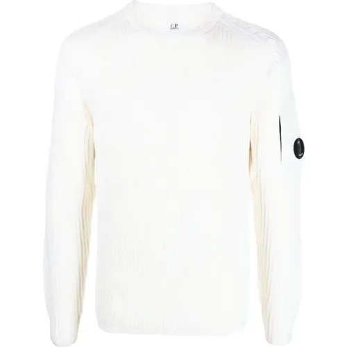 Ribbed Wool Sweater with Logo Sleeve Detail , male, Sizes: S, L, M, 2XL - C.P. Company - Modalova