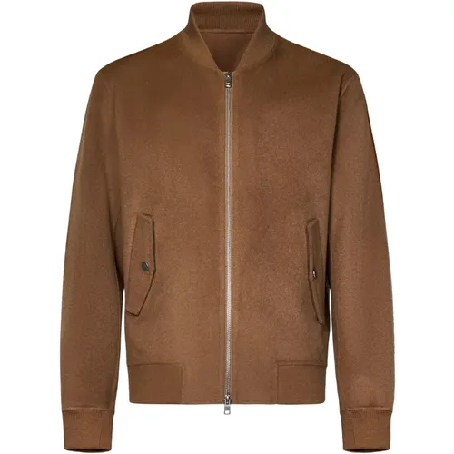 Zip-throughs, male, , Size: L Stylish Camel Bomber Jacket - Low Brand - Modalova