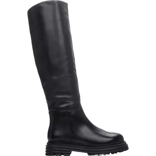 Damen Schwarze Leder Winterstiefel Er00114217 , Damen, Größe: 36 EU - Estro - Modalova