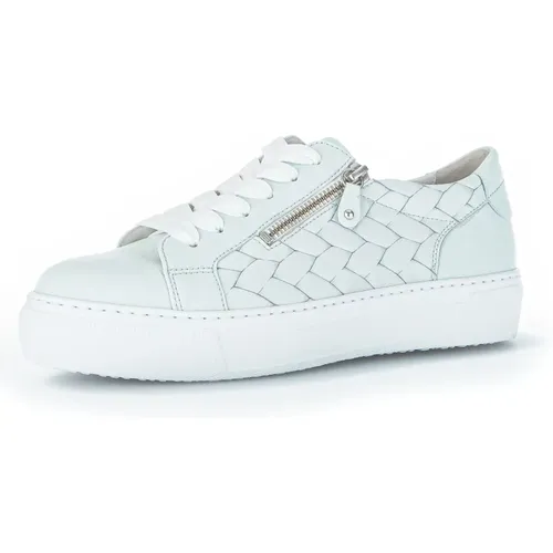 Beiger Leder Low Top Sneaker , Damen, Größe: 39 1/2 EU - Gabor - Modalova