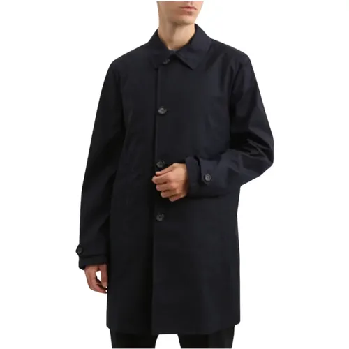 Langer Wasserdichter Trenchcoat Blau Tabak - add - Modalova