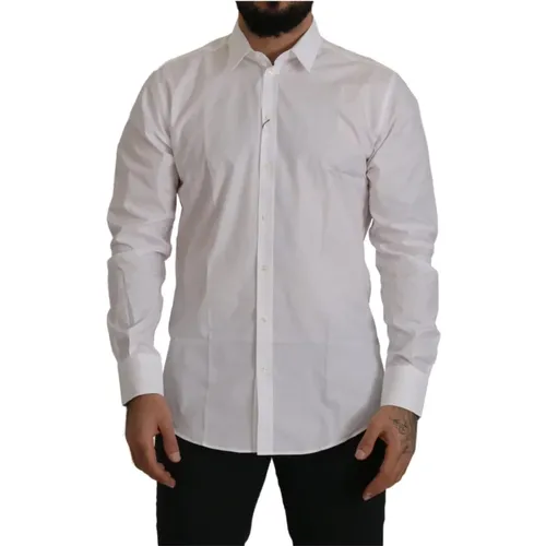 Weißes Baumwoll Slim Fit Hemd - Dolce & Gabbana - Modalova