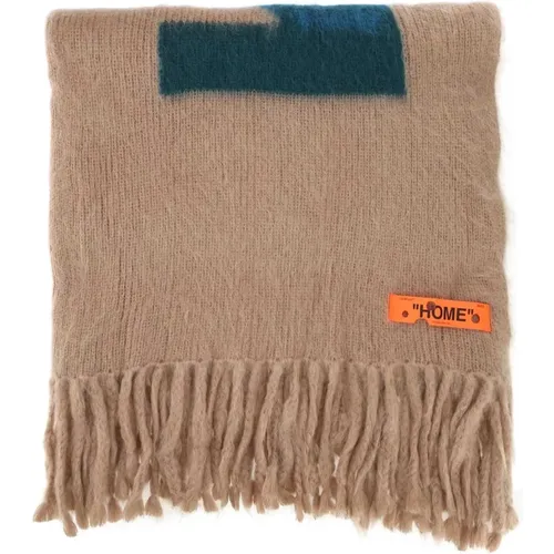 Scarves, male, , Size: ONE SIZE Cappuccino mohair blend blanket - Off White - Modalova