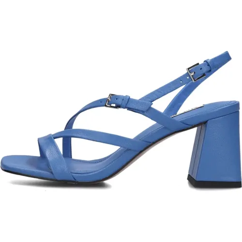 Blaue Sandale mit Quadratischer Zehenriemen , Damen, Größe: 38 EU - Bibi Lou - Modalova