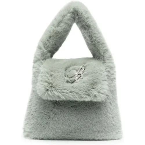 Faux-Fur Logo Tote Bag , female, Sizes: ONE SIZE - Blumarine - Modalova