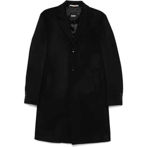 Single-Breasted Coats, male, , Size: L Wool Cashmere Coat with Button Closure - HUGO - Modalova