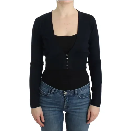 Elegant Cropped Wool Cardigan , female, Sizes: XL, L - Roberto Cavalli - Modalova