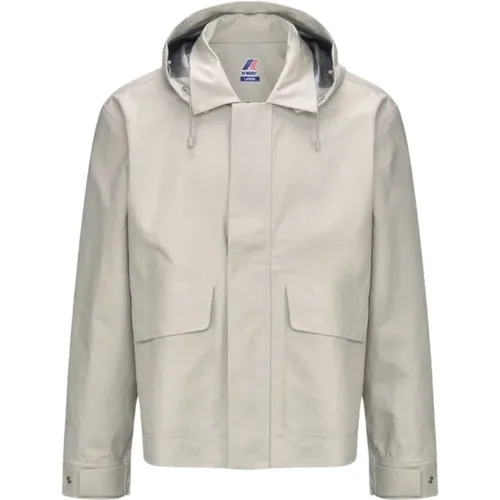 Stylish Beige Rain Jacket for Men , male, Sizes: M, L, XL, 2XL, S - K-way - Modalova