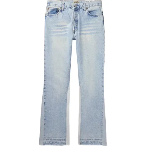 Straight Jeans, male, , Size: W30 Indigo Stonewashed Flare Jeans - Gallery Dept. - Modalova