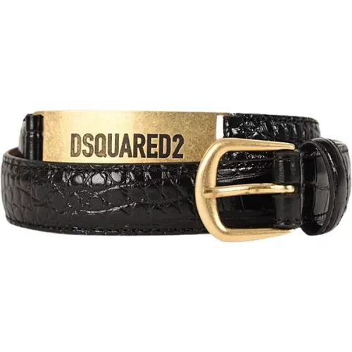 Belts, male, , Size: 85 CM Crocodile-Effect Leather Belt - Dsquared2 - Modalova