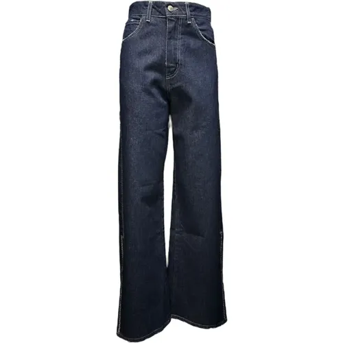 Denim Palazzo Pants with Side Slit , female, Sizes: 3XL, M, L, XL, 2XL - Giulia N Couture - Modalova