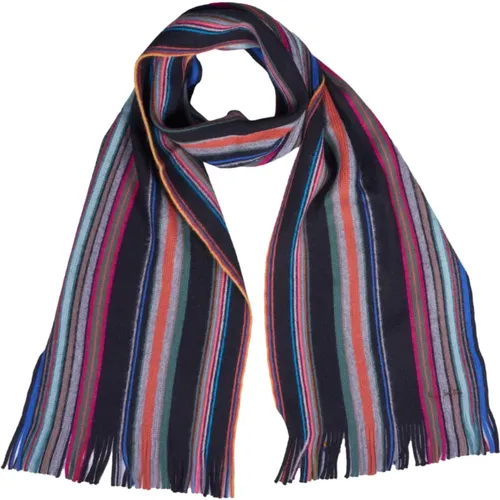 Striped Merino Wool Scarf with Fringes , male, Sizes: ONE SIZE - PS By Paul Smith - Modalova