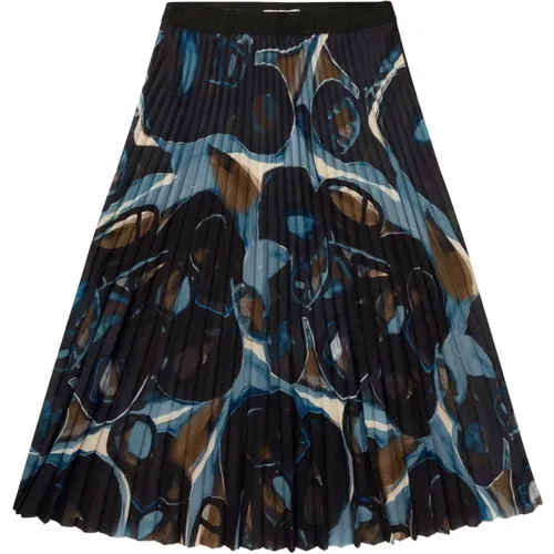 Charming Pleated Skirt with Abstract Print , female, Sizes: M - Munthe - Modalova
