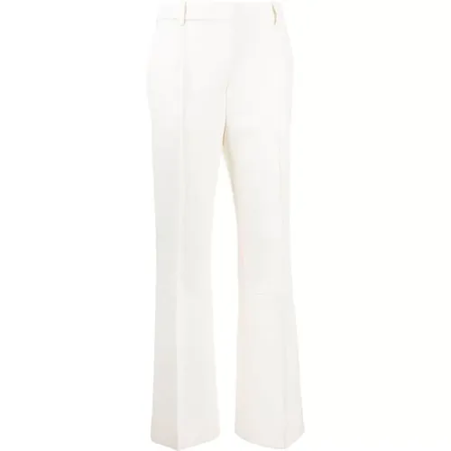 Wide Trousers, female, , Size: M Flared Ivory Trousers with Leg Seam - Victoria Beckham - Modalova