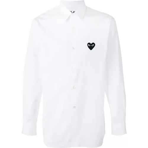 Black Heart Embroidered Shirt , male, Sizes: 2XL - Comme des Garçons Play - Modalova