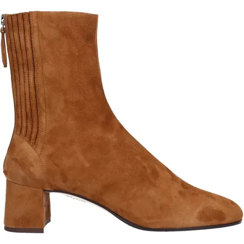 Classic ankle boots Saint Honore 50 Suede leather , female, Sizes: 8 UK, 3 UK, 4 UK, 5 1/2 UK - Aquazzura - Modalova