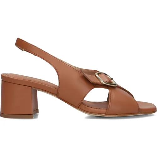 Cognac Sandalen mit Blockabsatz , Damen, Größe: 39 EU - Stefano Lauran - Modalova