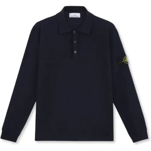 Knitted Compass Polo Shirt in Navy , male, Sizes: S, M, L, 2XL - Stone Island - Modalova