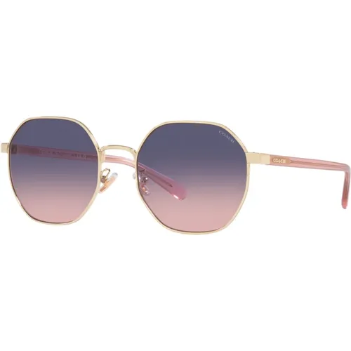 Sunglasses, female, , Size: 56 MM Gold Blue Pink Shaded Sunglasses - Coach - Modalova