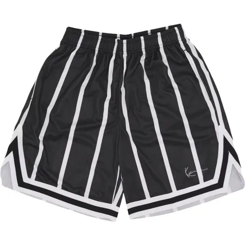 Sportswear, male, , Size: XL Striped Mesh Basketball Shorts /White - Karl Kani - Modalova