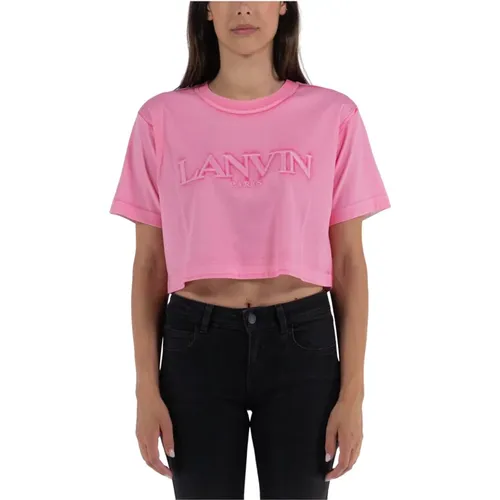 Cotton Overprinted Cropped T-Shirt , female, Sizes: S - Lanvin - Modalova
