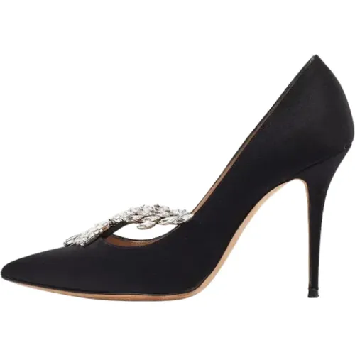 Pre-owned Satin heels , female, Sizes: 6 1/2 UK - Manolo Blahnik Pre-owned - Modalova