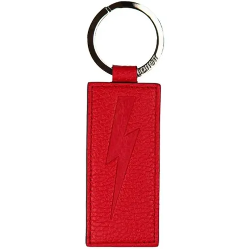 Keyrings, male, , Size: ONE SIZE Leather Keychain Accessories - Neil Barrett - Modalova