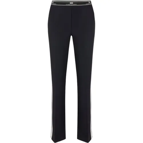 Straight Trousers with Slits , female, Sizes: L, M - Elisabetta Franchi - Modalova