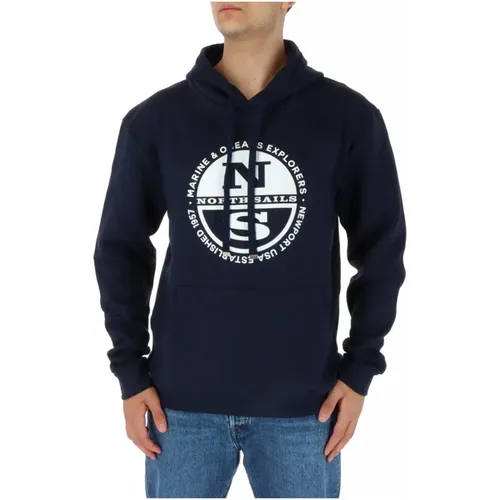 Blauer Bedruckter Langarm-Sweatshirt , Herren, Größe: L - North Sails - Modalova