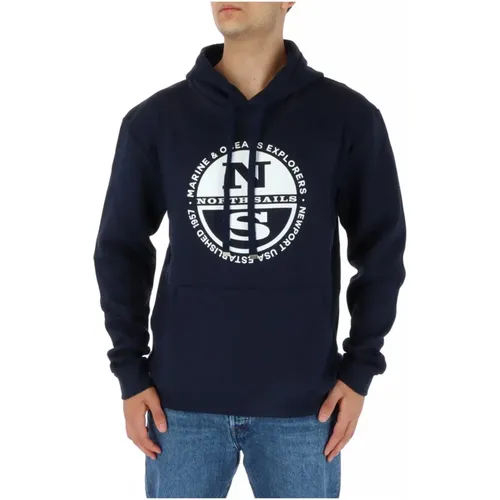 Blauer Bedruckter Langarm-Sweatshirt , Herren, Größe: M - North Sails - Modalova