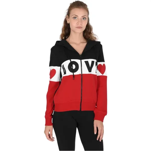 Zip-throughs, female, , Size: 2XS Cotton Sweatshirt - Love Moschino - Modalova