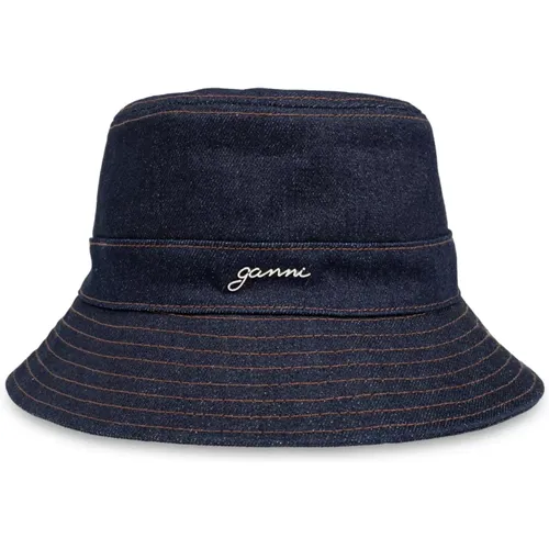 Denim bucket hat , female, Sizes: XS/S - Ganni - Modalova