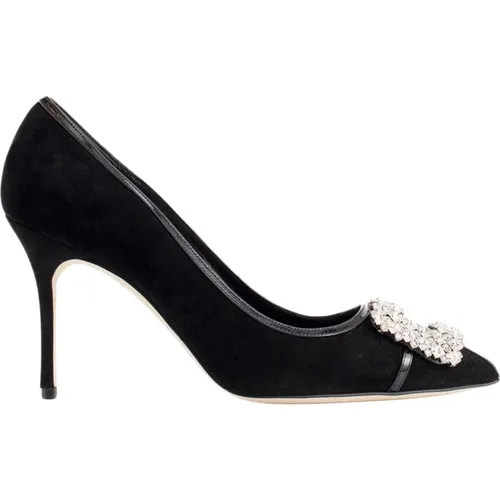 Schwarze Tuberian Jewel Schnallen Pumps - Manolo Blahnik - Modalova