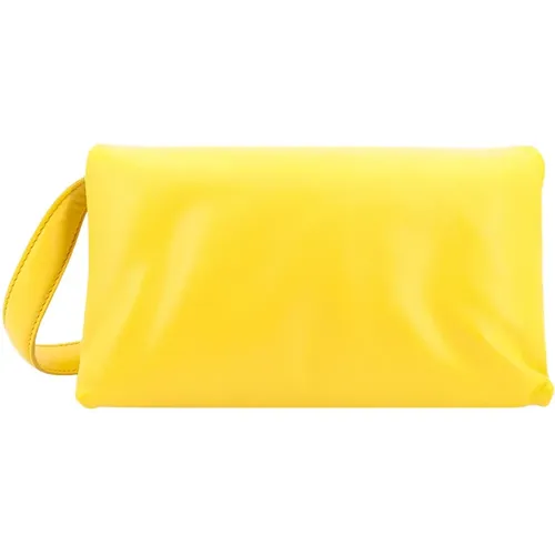 Stylish Leather Shoulder Bag with Logo Print , female, Sizes: ONE SIZE - Marni - Modalova