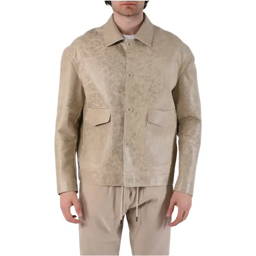 Leather Jacket with Button Closure , male, Sizes: L - Salvatore Santoro - Modalova